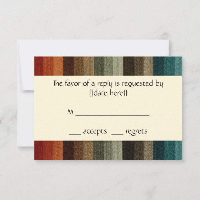 Vintage Wedding, Warm Autumn Stripes Pattern RSVP Card (Front)