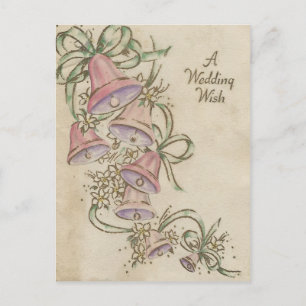 Vintage Wedding Wish With Bells Postcard