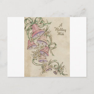 Vintage Wedding Wish With Bells Postcard