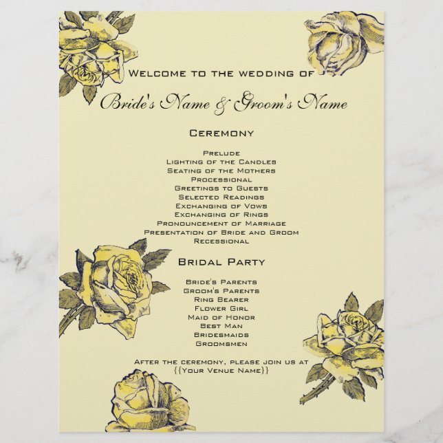 Vintage Wedding, Yellow Antique Garden Rose Wreath (Front)