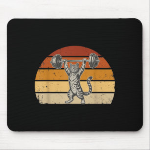 Vintage Weightlifting Cat Gym Government Mouse Pad