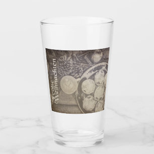 Vintage-Weihnachtsmotiv mit Keksen und Kaffee Glass