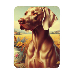 Vintage Weimaraner Painting Magnet