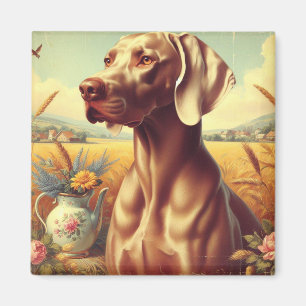 Vintage Weimaraner Painting Magnet