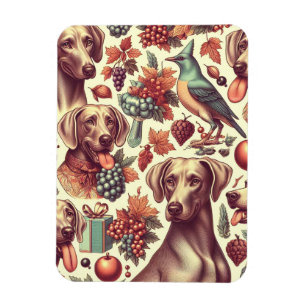 Vintage Weimaraner Seamless Illustration Magnet