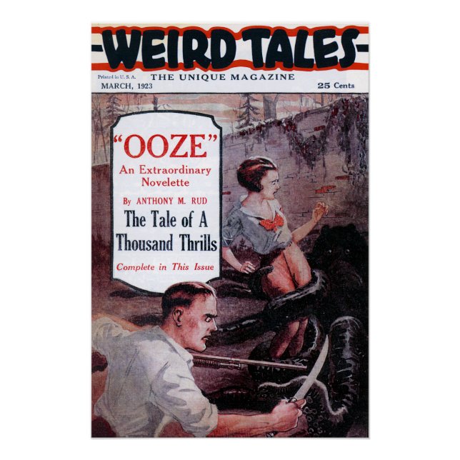 Vintage Weird Tales 1923 Ooze Cover Poster (Front)