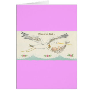 Vintage "Welcome, Baby" with Stork