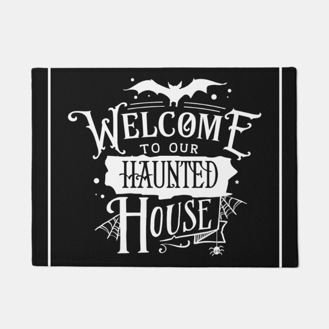 Vintage Welcome to our Haunted House Doormat (Front)