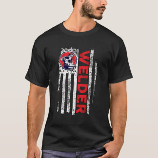 Vintage Welder American Flag Welding Gift For Fath T-Shirt