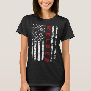 Vintage Welder Usa Flag Gift Soldering American Fl T-Shirt