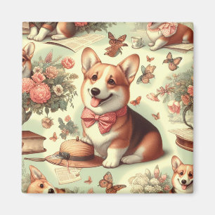 Vintage Welsh Corgi Cardigan Illustration Magnet