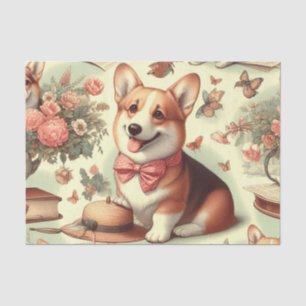 Vintage Welsh Corgi Cardigan Illustration Tissue Paper