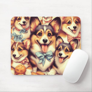 Vintage Welsh Corgi Cardigan Seamless Mouse Pad