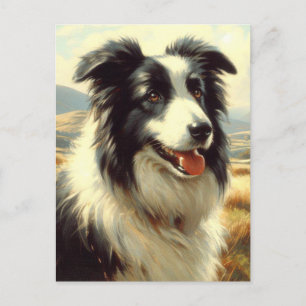 Vintage Welsh Sheepdog Painting Postcard