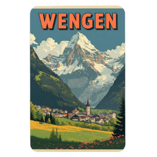 Vintage WENGEN ski Switzerland Swiss Alps gifts Magnet