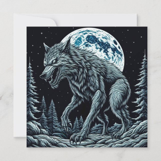 Vintage Werewolf Growling on a Full Moon Night (Front)