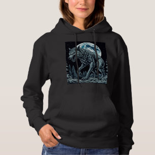 Vintage Werewolf Growling on a Full Moon Night Hoodie