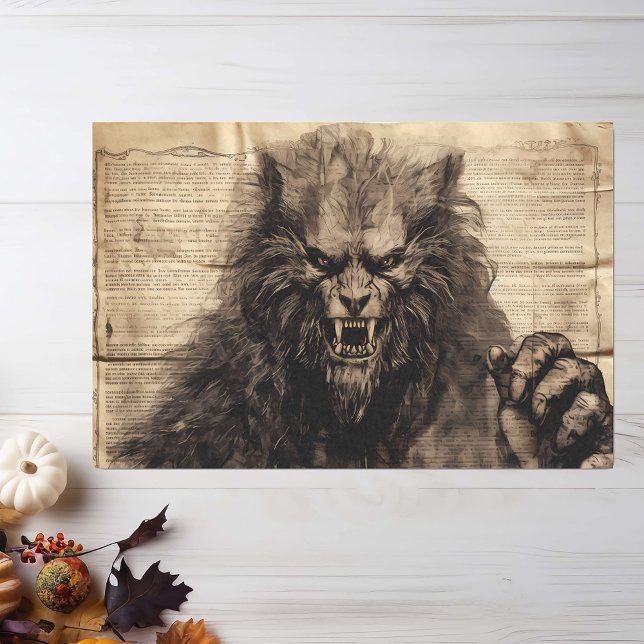 Vintage Werewolf Halloween Decoupage  Tissue Paper (Creator Uploaded)