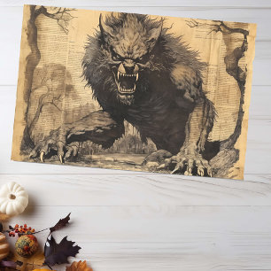 Vintage Werewolf Halloween Decoupage Tissue Paper