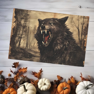 Vintage Werewolf Halloween Decoupage Tissue Paper