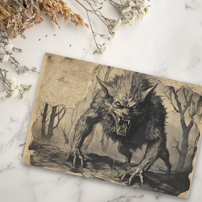 Vintage Werewolf Halloween Decoupage  Tissue Paper (Creator Uploaded)