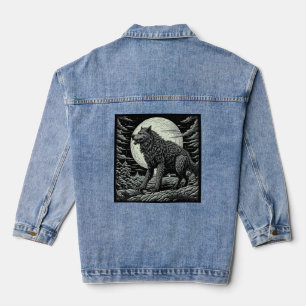 Vintage Werewolf in front of the Full Moon Denim Jacket