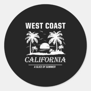 Vintage west coast california beach summer graphic classic round sticker