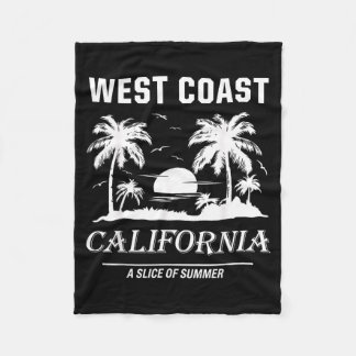 Vintage West Coast California Beach Summer Graphic Fleece Blanket