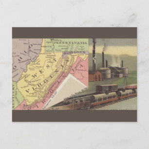 Vintage West Virginia Map Postcard