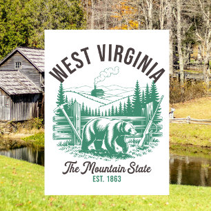 Vintage West Virginia The Mountain State Bear Postcard