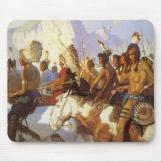 Vintage Western Art, Indian War Party by NC Wyeth Mouse Pad