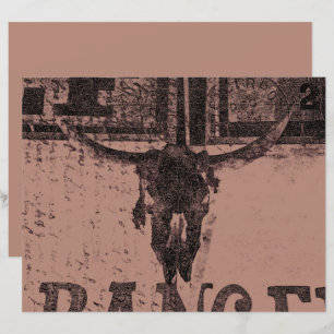 Vintage Western Bull Skull Brown Old Country