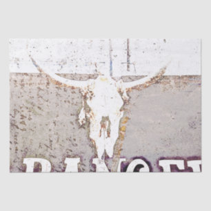 Vintage Western Bull Skull Tan White Brown Texture Tissue Paper