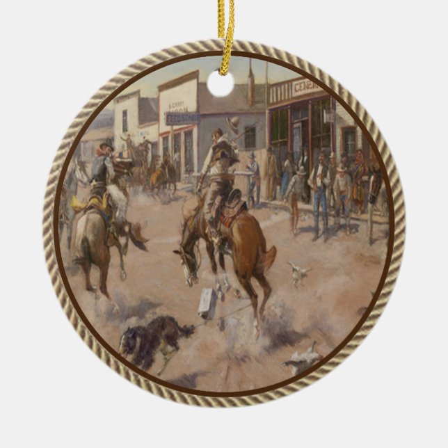 Vintage Western Ceramic Ornament (Front)