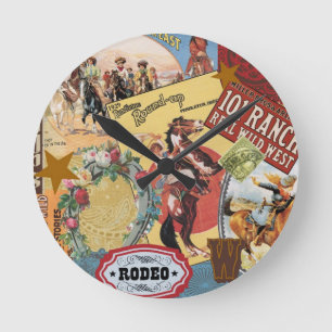 vintage western collage clock