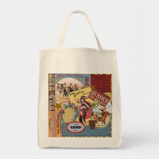 vintage western collage tote bag (Front)