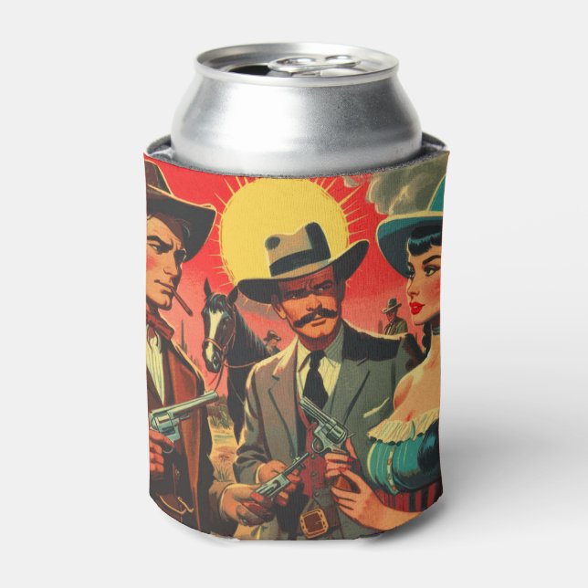 Vintage Western Comics Illustration Can Cooler (Can Front)