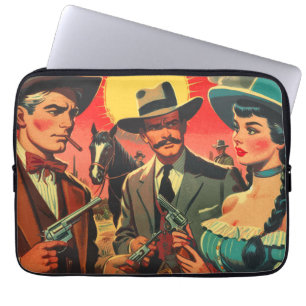 Vintage Western Comics Illustration Laptop Sleeve