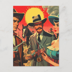Vintage Western Comics Illustration Postcard