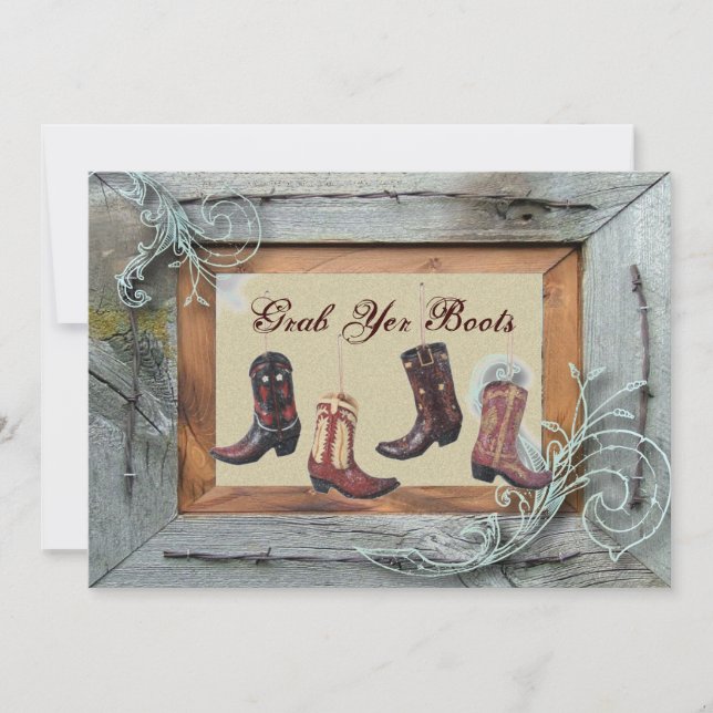 vintage western country cowboy wedding announcement (Front)