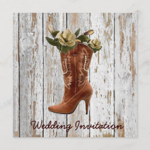 vintage western country cowboy wedding invitation
