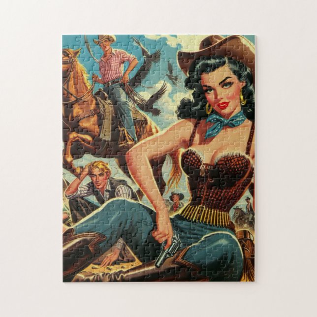 Vintage Western Country Girl Jigsaw Puzzle (Vertical)