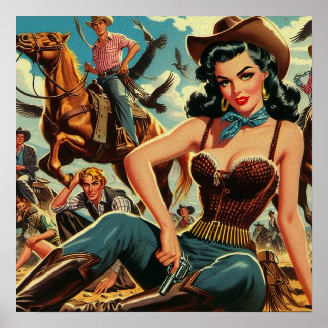 Vintage Western Country Girl Poster (Front)