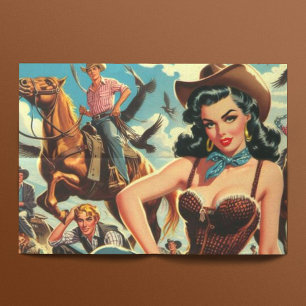 Vintage Western Country Girl Tissue Paper