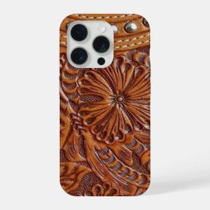 vintage western country pattern studded leather iPhone case