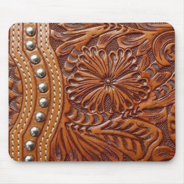 vintage western country pattern studded leather mouse pad (Front)