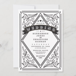Vintage Western Country QR Code Rustic Wedding Invitation