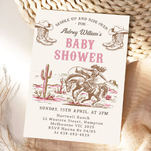 Vintage Western Cowboy Baby shower Invitation