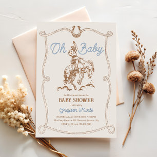 Vintage Western Cowboy Baby Shower  Invitation