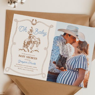 Vintage Western Cowboy Baby Shower Photo Invitation